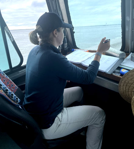 Roche on-site during a survey of USS Housatonic in 2021